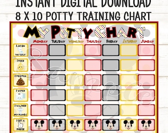 Mickey Mouse Potty Training Chart Mickey mouse Potty Chart Reward Chart Potty Training Printable Potty Training Tips Digital Download Chart