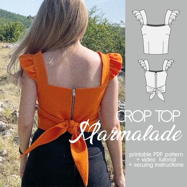 PATTERN Crop Top | Summer Top | Zipper Crop Top | Birthday dress | Pdf digital sewing pattern | Size xxs/xs/s/m/l/xl/xxl