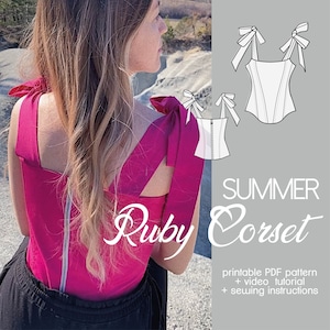 PATTERN Summer Ruby Corset Top| Crop Top | Sewing tutorial | Pdf digital sewing pattern | Size xxs/xs/s/m/l/xl/xxl