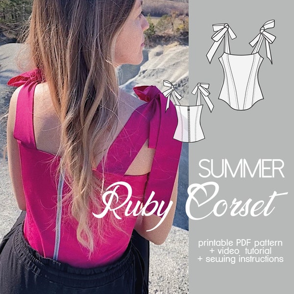 PATTERN Summer Ruby Corset Top| Crop Top | Sewing tutorial | Pdf digital sewing pattern | Size xxs/xs/s/m/l/xl/xxl
