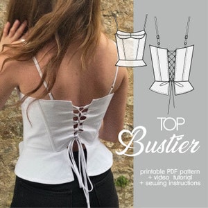 PATTERN Crop Top | Bustier Top | Wedding Top | Lace up corset | Pdf digital sewing pattern | Size xxs/xs/s/m/l/xl/xxl