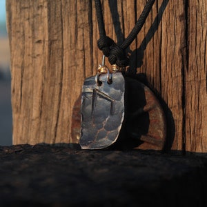 Hand-Forged Runic Steel Pendant