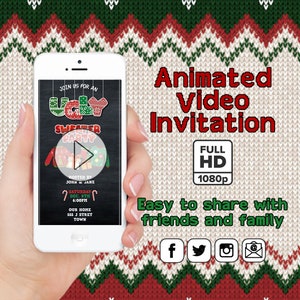 Ugly Sweater Party Invitation, Ugly Sweater Party, Christmas Video Invitation, Ugly Sweater Invitation