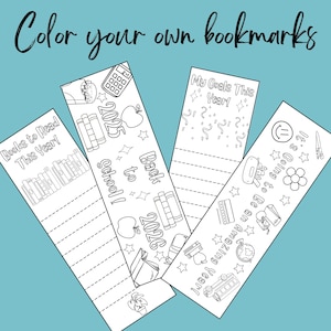 Color Your Own Bookmarks Printable, Back to School Coloring Sheet, First Day of School Activity, Printable Bookmarks, Downloadable Bookmarks