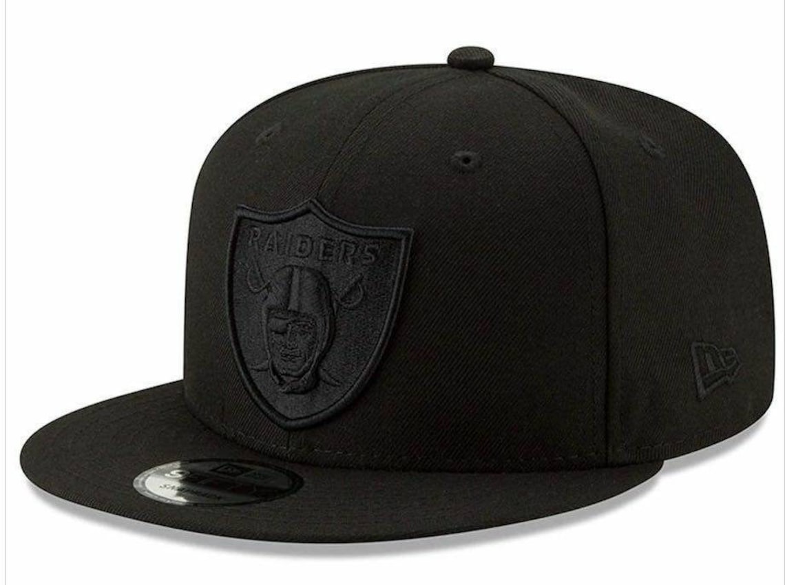 Los Vegas Raiders Snapback Cap Flat Brim Bill Hat Black Logo Etsy