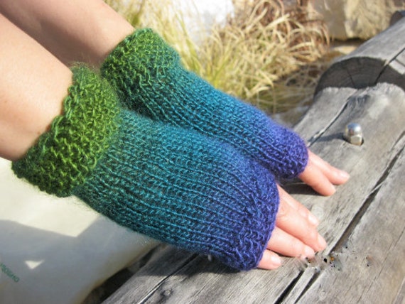 Knit Fingerless Gloves , Knitted Fingerless Mittens , Arm Warmers