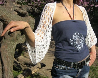 WHITE COTTON SHRUG Summer white shrug