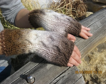 Fingerless Gloves  Multicolored Knitted Mittens Winter Arm Warmers  Women Wrist Warmer  Knit Gloves Gift