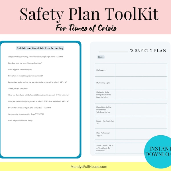 Therapist Safety Plan Template Etsy