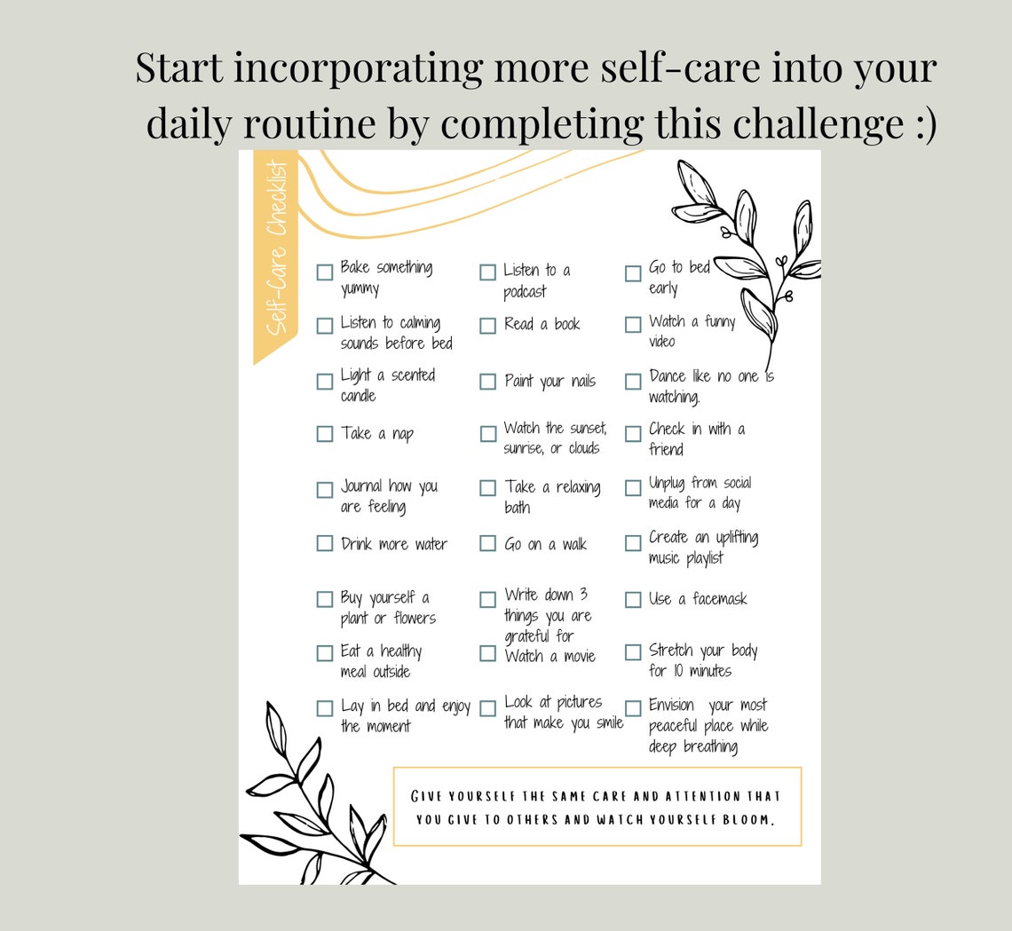 Self Care Checklist Printable- PDF- Mental Health- Coping Skills Daily ...