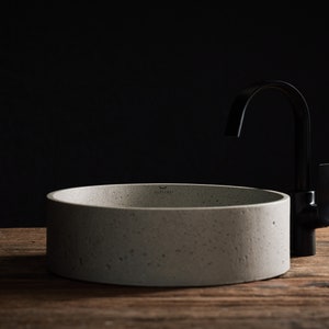 Beton Waschbecken, Waschtisch aus Beton, Aufsatzwaschtisch in Farbe grau