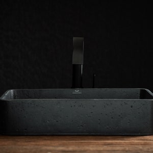 Concrete washbasin, washstand made of high-quality concrete, stone, in black