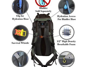 Duraton 50L Hiking Daypack Backpack With Rain Cover; Perfect for Backpacking,  Hunting, Fishing, and Travel - Etsy
