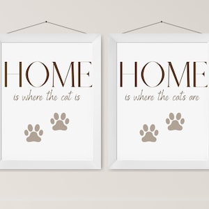 Home is Where the Cat is | Home is Where the Cats Are | Printable Canvas | Wall Art | Printable Poster | Digital Download
