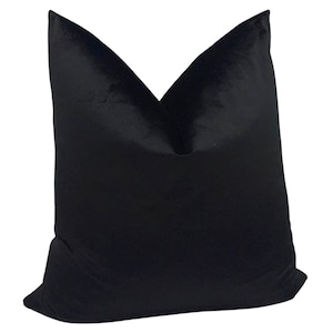 Black Velvet Decorative Throw Pillow | Soft Velvet Decorative Black Throw Designer Pillow | Black Pillow | 24x24 22x22 | Shinny Black Velvet