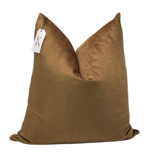 Cinnamon Brown Velvet Pillow Cover: Neutral Accent Cushion