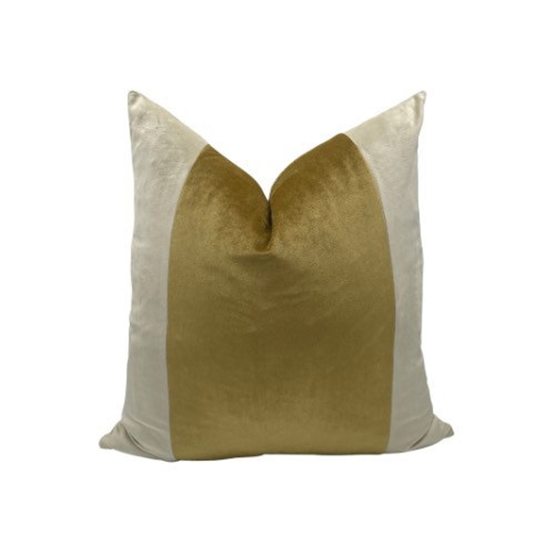 Gold Stripe Velvet Pillow / Gold Velvet Stripe Pillow / Color Block ...