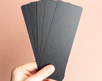Black bookmark blanks with round corners set of 5 | Your choice of paper - Stonehenge Strathmore | 2" x 6" | DIY Arts & Crafts Supplies