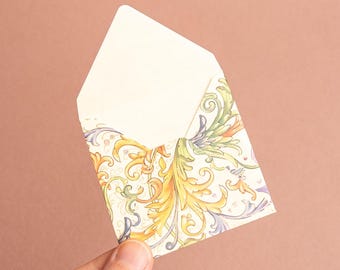 Mini envelopes | Italian Kartos Florentine Allegro paper | 2.5" x 2.5" | Arts & crafts journaling collage supplies