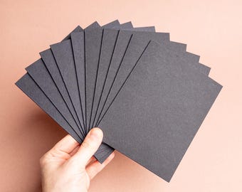 Blank Black A2 greeting note card set of 10 + optional thick kraft envelope | Your choice of Fine Art Paper Strathmore Wild | DIY Cardmaking