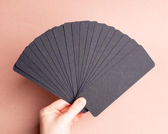 Black bookmark blanks with round corners set of 20 | Your choice of paper - Stonehenge Strathmore | 2" x 6" | DIY Arts & Crafts Supplies