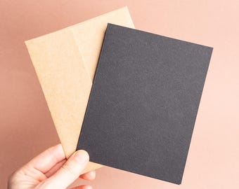 Blank Black A2 greeting note card & optional thick kraft envelope | Your choice of Fine Art Paper Strathmore Wild | DIY Cardmaking