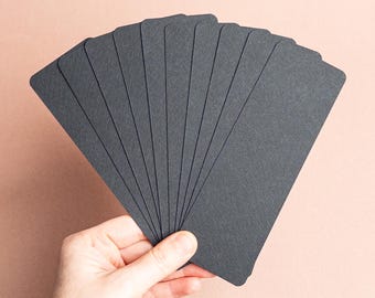 Black bookmark blanks with round corners set of 10 | Your choice of paper - Stonehenge Strathmore | 2" x 6" | DIY Arts & Crafts Supplies
