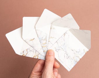Mini envelopes | Italian Kartos Blue Gold Marble paper | 2.5" x 2.5" | Arts & crafts journaling collage supplies