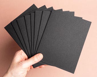 Blank black A2 greeting note cards | luxurious cotton 111 lb cardstock | Optional thick kraft envelopes | DIY Craft & Cardmaking Supplies