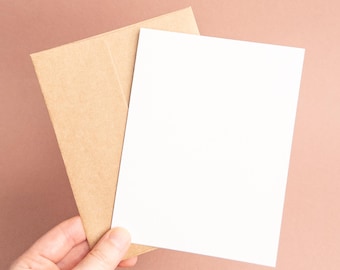 Blank A2 greeting note card | Your choice of Fine Art Paper - Arches Yupo Stonehenge Strathmore Canson | Optional thick kraft envelopes