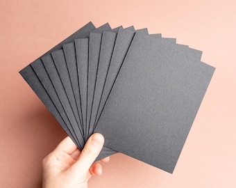 Blank Black A2 greeting note cards set of 10 + optional thick kraft envelopes | Strathmore Mixed Media 300gsm 184lb | DIY Craft & Cardmaking