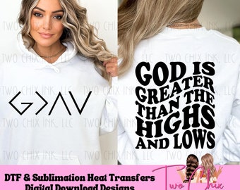 God is Greater DTF Ready to press heat transfer Christian Tshirt Design Faith Based DTF