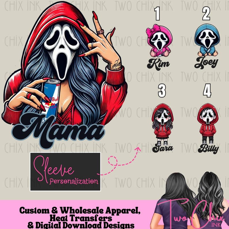 Personalized Mama Sweatshirt Trendy Ghostface Halloween Sweater Coffee