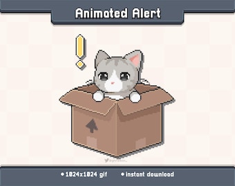 Kitty Tabby Box Animated Twitch Stream Alert | Stream Decoration GIF