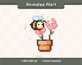 Bee Flowers Animated Twitch Stream Alert | Stream Decoration GIF