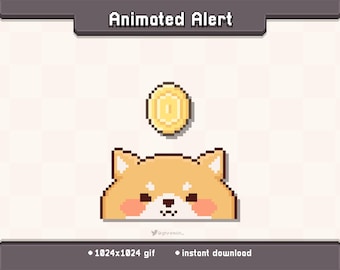 Shiba Inu Donation Coin Animated Twitch Stream Alert | Stream Decoration GIF