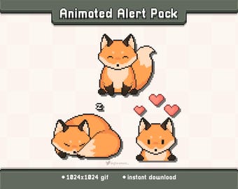 Fox Animated Twitch Stream Alert Pack | Cottagecore Stream Decoration GIF