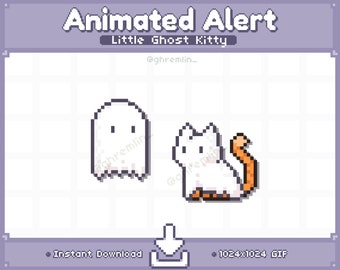 ANIMATED Kitty Ghost Twitch Stream Alerts | Halloween Stream Pet | Stream Decoration