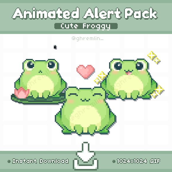 ANIMATED Froggy Twitch Stream Alert Pack | Stream Pet | Stream Decoration