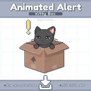 ANIMATED Black Kitty Box Twitch Stream Alert | Stream Pet | Stream Decoration