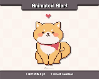 Shiba Inu Heart Animated Twitch Stream Alert | Stream Decoration GIF