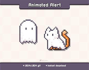 Ghost Kitty Animated Twitch Stream Alert | Halloween Stream Decoration GIF