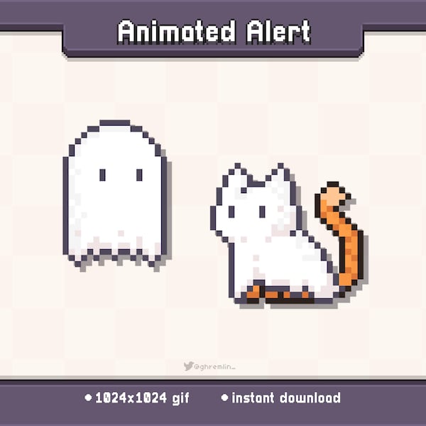 Ghost Kitty Animated Twitch Stream Alert | Halloween Stream Decoration GIF