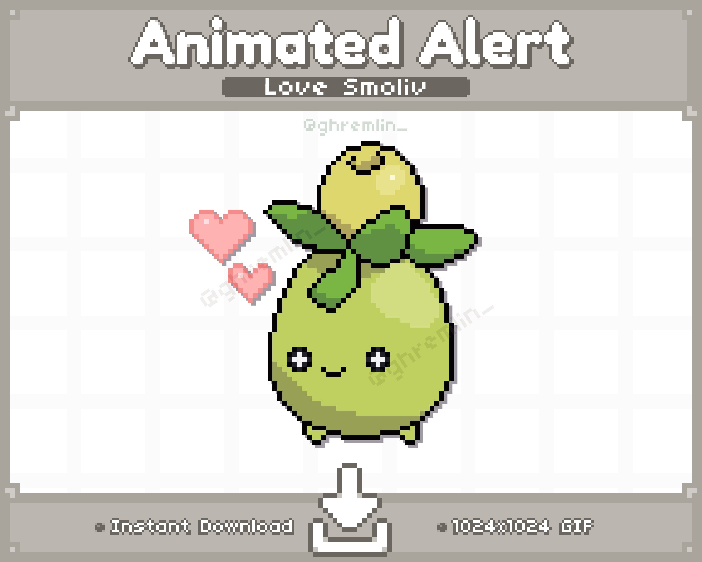 ANIMATED Smoliv Hearts Twitch Stream Alert | Stream Pet | Stream Decoration