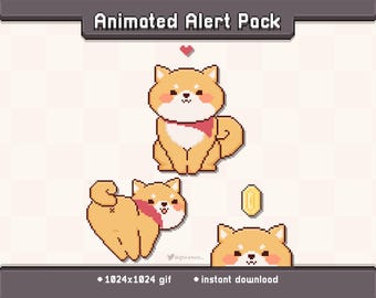 Shiba Inu Animated Twitch Stream Alert Pack | Stream Decoration GIF