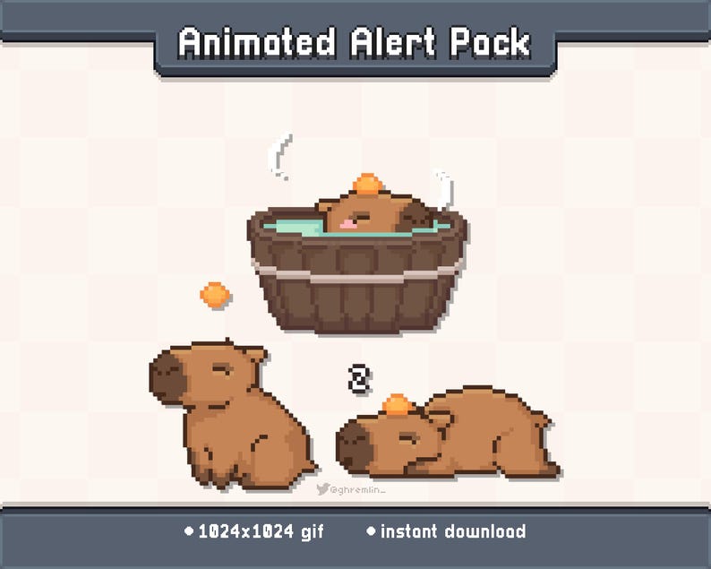 Capybara Animated Twitch Stream Alert Pack | Stream Decoration GIF - Etsy