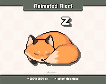 Fox Sleepy Animated Twitch Stream Alert | Cottagecore Stream Decoration GIF