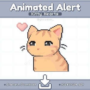 ANIMATED Orange Kitty & Hearts Twitch Stream Alert | Stream Pet | Stream Decoration