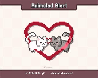 Valentine Kitty Hearts Animated Twitch Stream Alert | Stream Decoration GIF