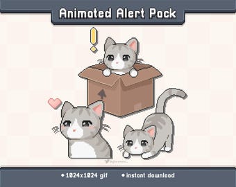 Kitty Tabby Cat Animated Twitch Stream Alert Pack | Stream Decoration GIF